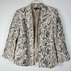 Louben Snake Print Linen Blend Blazer Jacket Size 12 Made in Canada